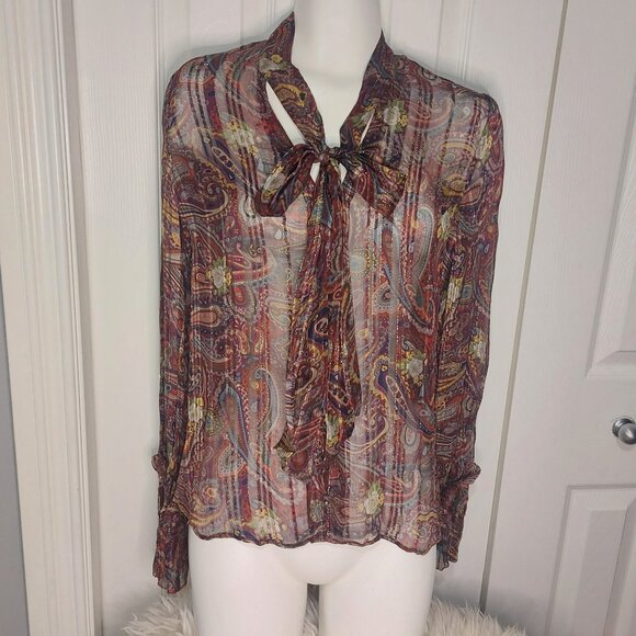 NWT Love Sam Sheer Paisley Print Blouse - Picture 1 of 12